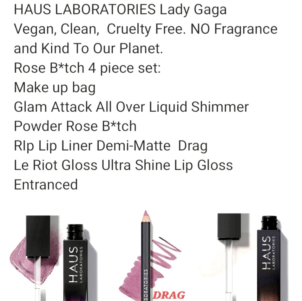 Haus Laboratories Rose B*tch 4 piece makeup set w/Black makeup bag